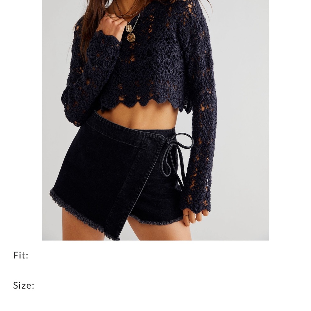 Free People Navy Crochet Crop Top
